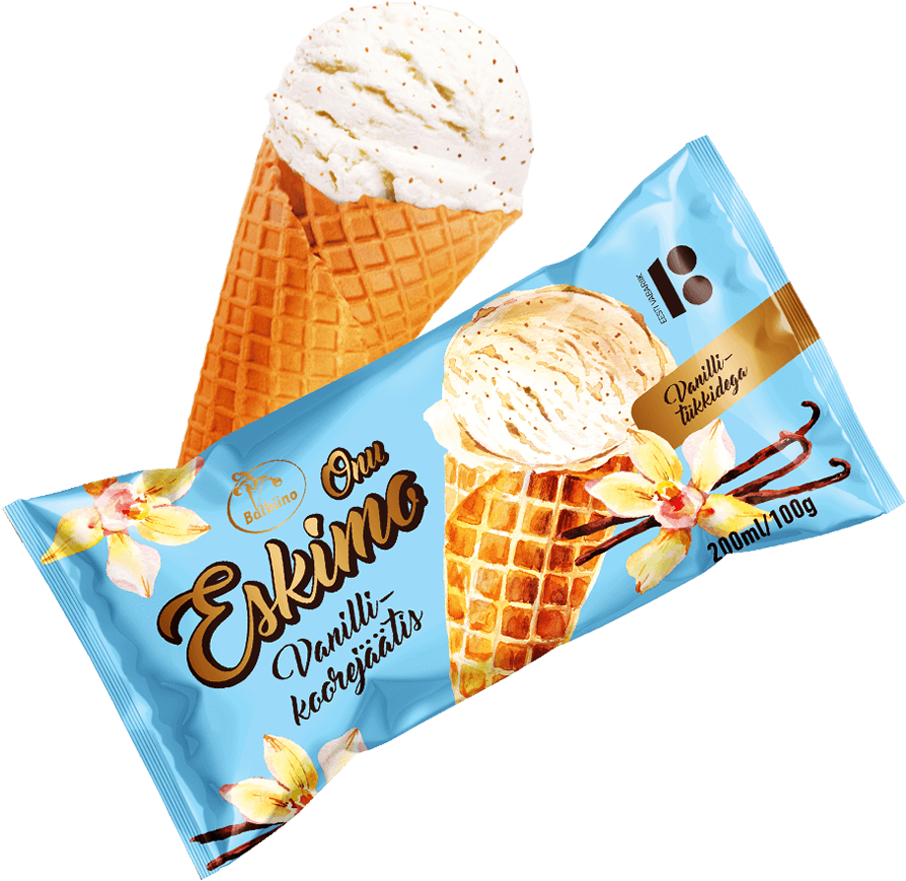 Vanilla Ice Cream Cone Packaging PNG image