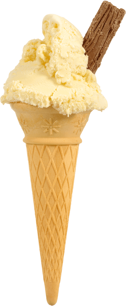 Vanilla Ice Cream Cone With Chocolate Flake PNG image