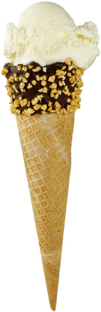 Vanilla Ice Cream Conewith Chocolateand Nuts.png PNG image