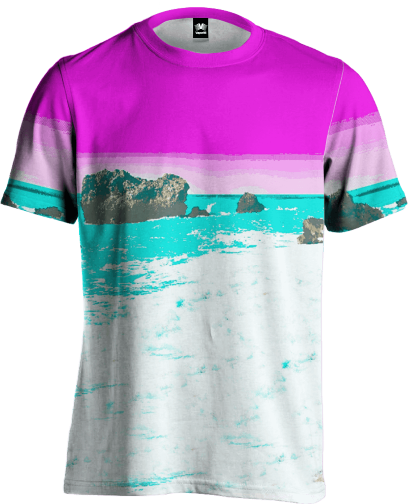 Vaporwave Aesthetic Beach T Shirt Design PNG image