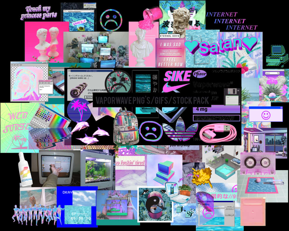 Vaporwave Collage Aesthetic PNG image