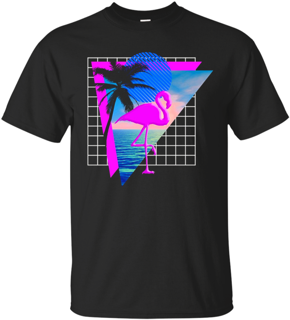 Vaporwave Flamingo T Shirt Design PNG image
