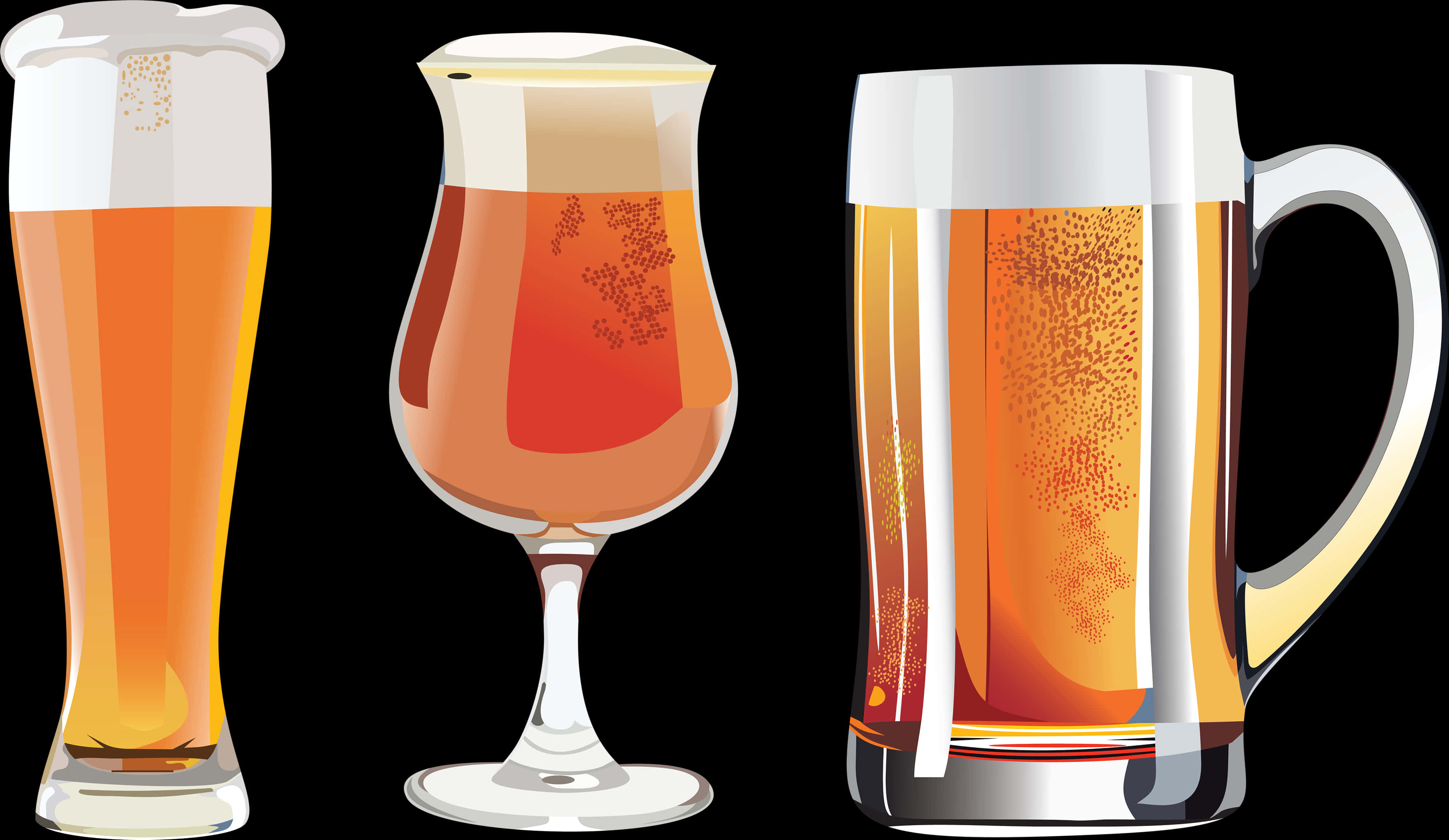 Varietyof Beer Glasses Illustration PNG image
