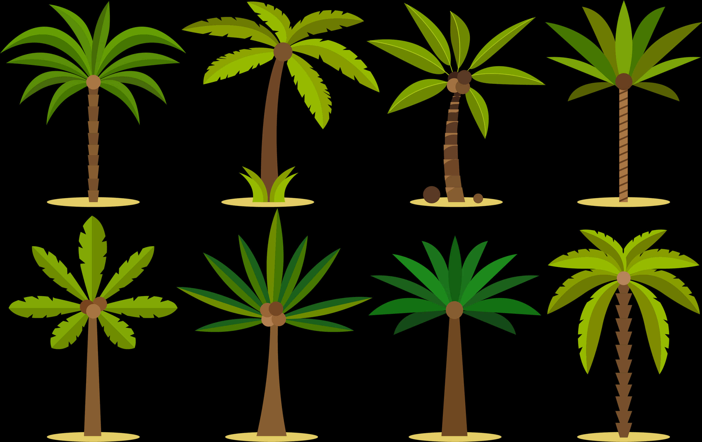 Varietyof Cartoon Palm Trees PNG image