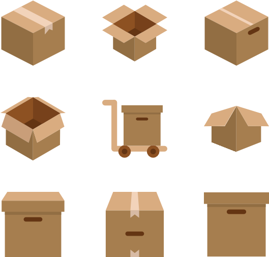 Varietyof Cartoon Shipping Boxes PNG image