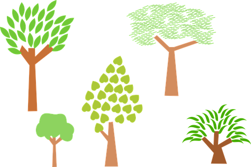Varietyof Cartoon Trees Vector PNG image