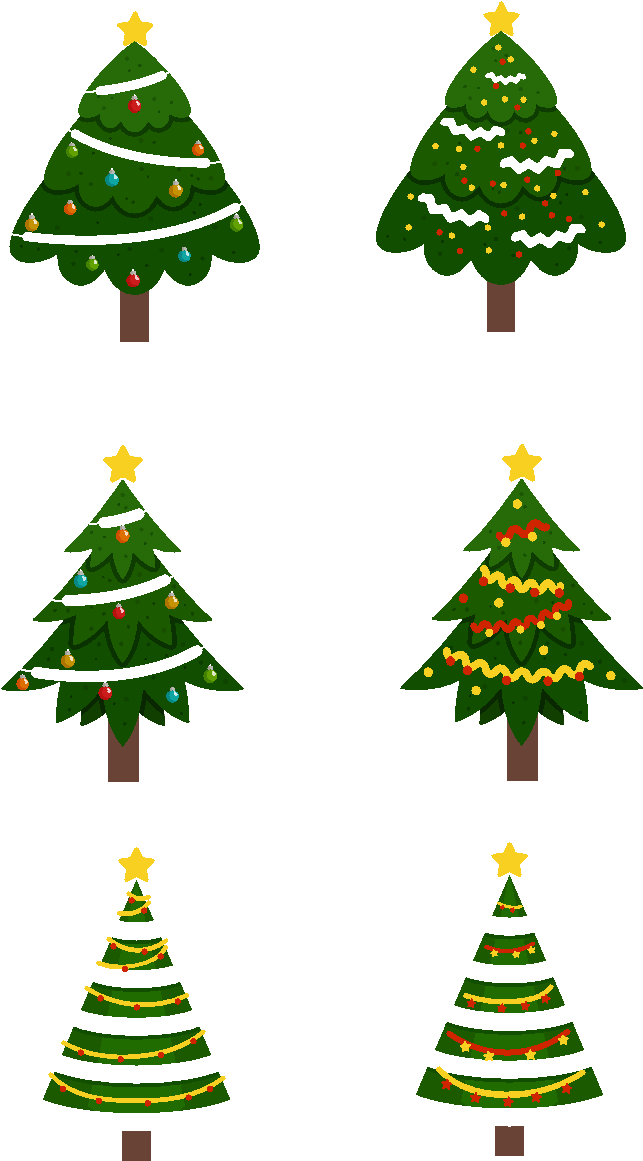 Varietyof Christmas Trees Vector PNG image