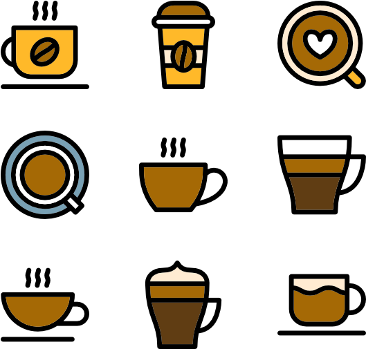 Varietyof Coffee Cups Icons PNG image