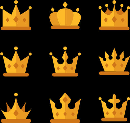 Varietyof Golden Crowns Vector Set PNG image