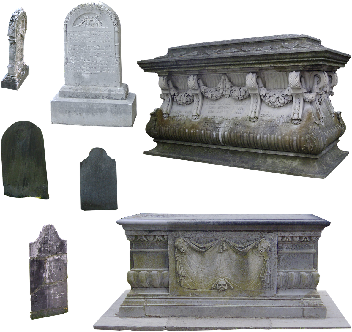 Varietyof Gravestonesand Tombs PNG image
