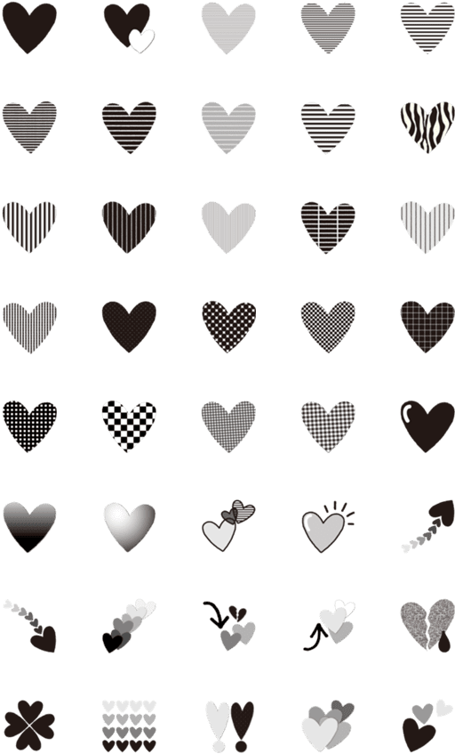 Varietyof Heart Emojis Pattern PNG image