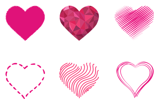 Varietyof Hearts Designs PNG image