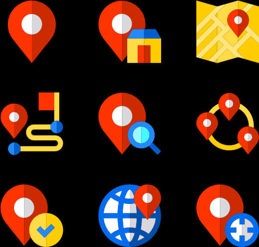 Varietyof Location Icons Set PNG image