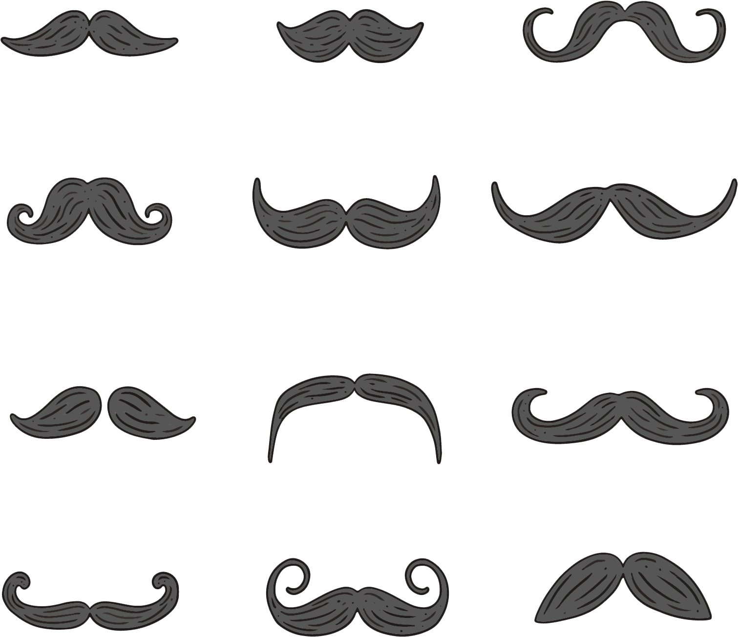 Varietyof Moustache Styles Illustration PNG image