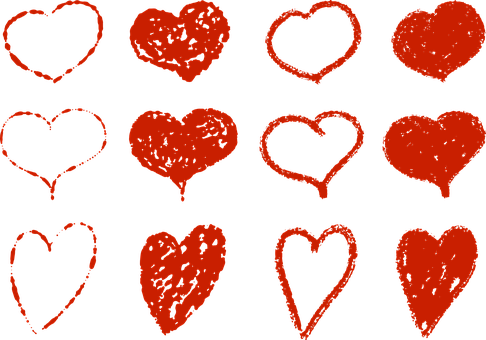 Varietyof Red Heartson Black Background PNG image