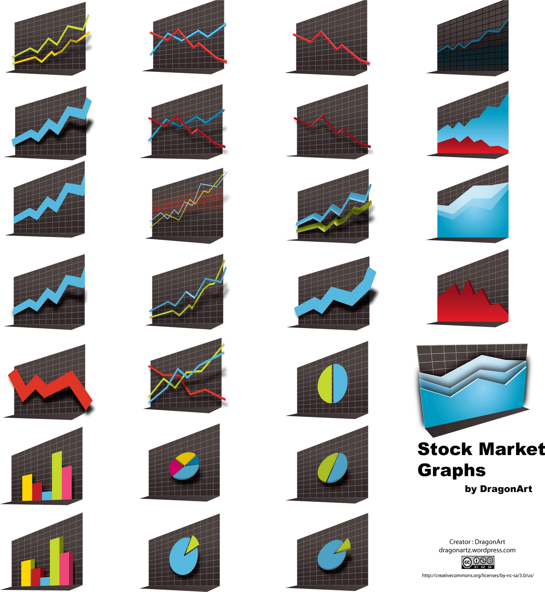 Varietyof Stock Market Graphs PNG image