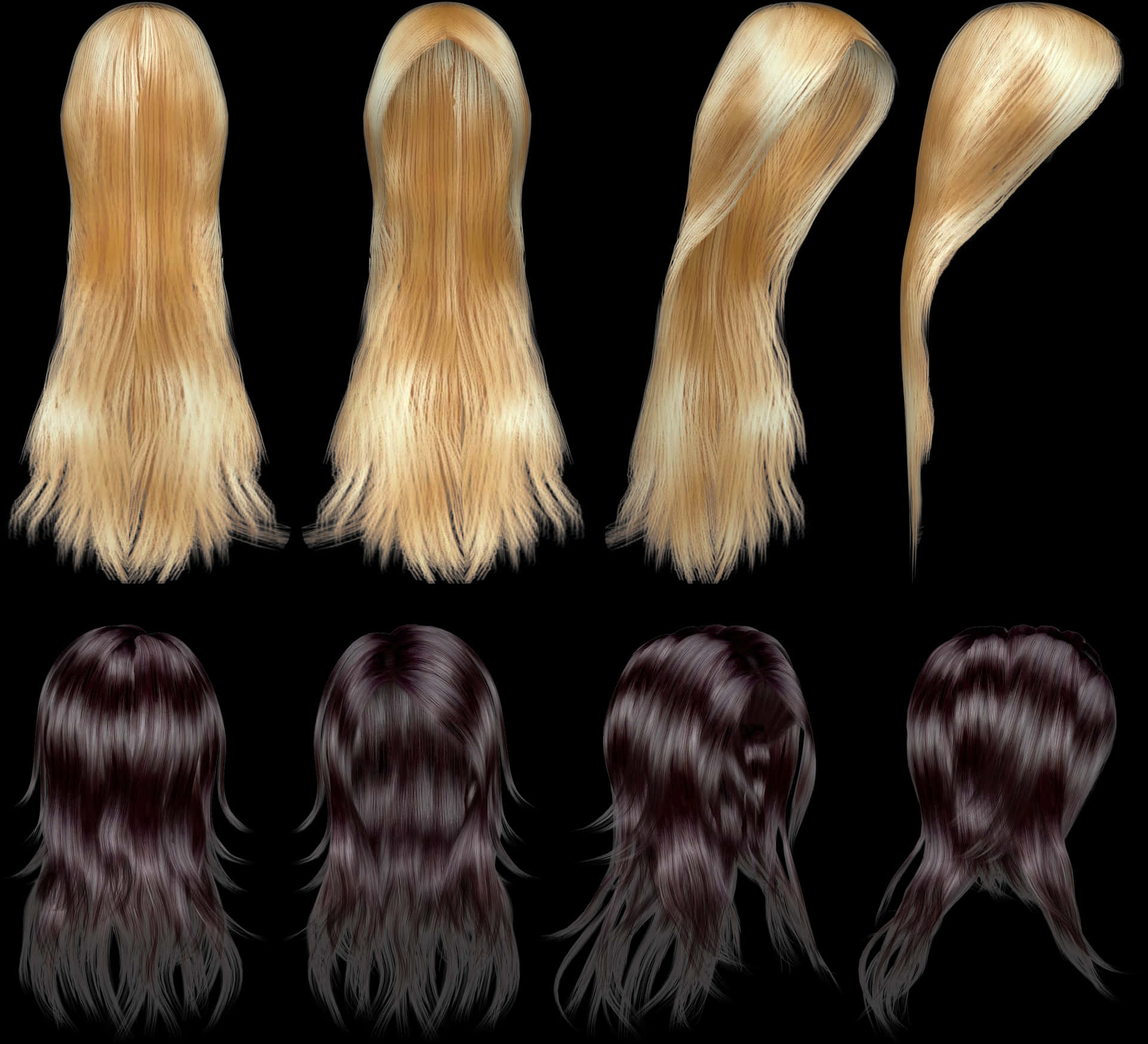 Varietyof Wigs Stylesand Colors PNG image