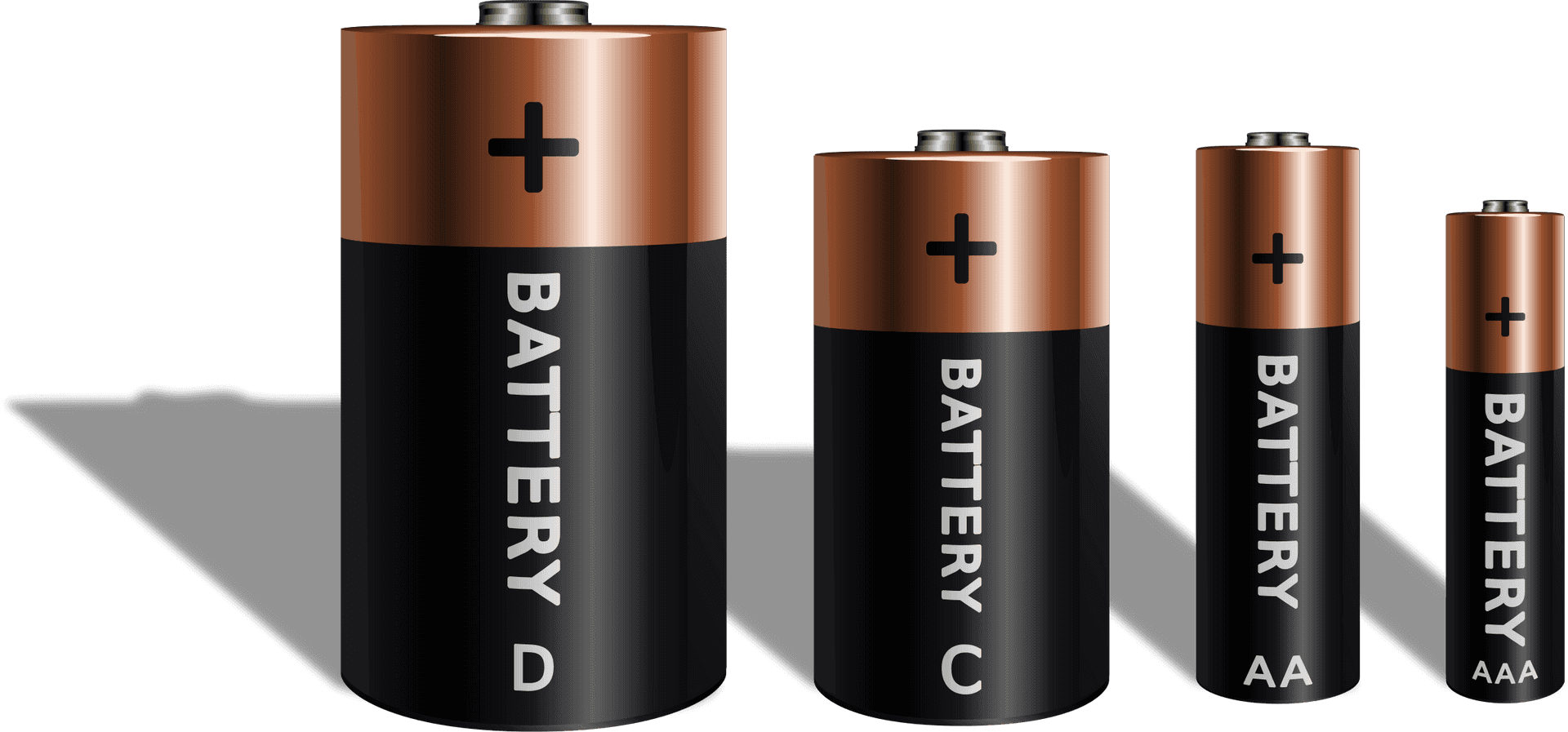 Various Sized Batteries Set PNG image