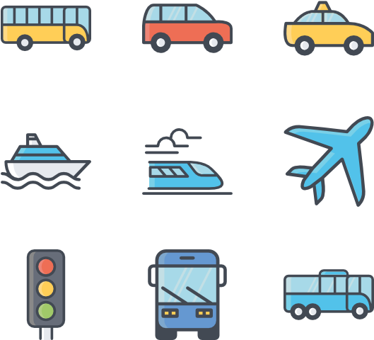 Various Transportation Icons Set PNG image