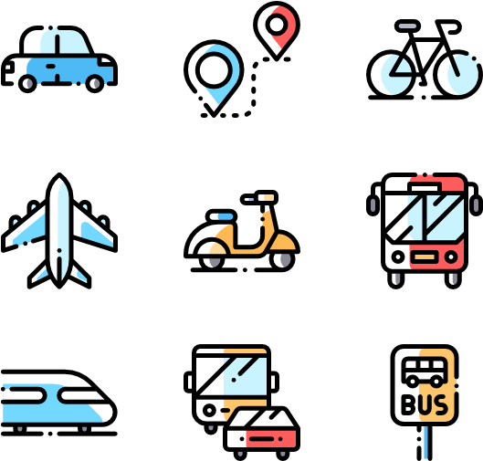 Various Transportation Modes Icons PNG image