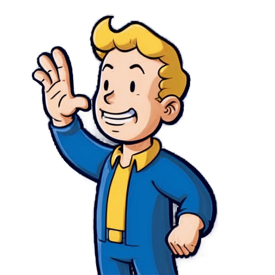 Vault Boy Waving Hello Png Win PNG image