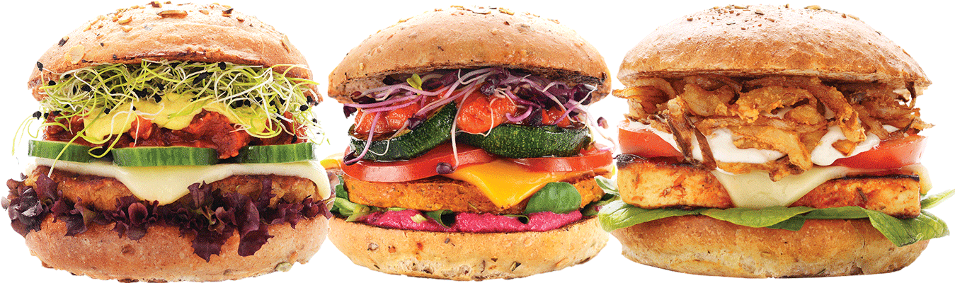 Vegan Burger Trio PNG image