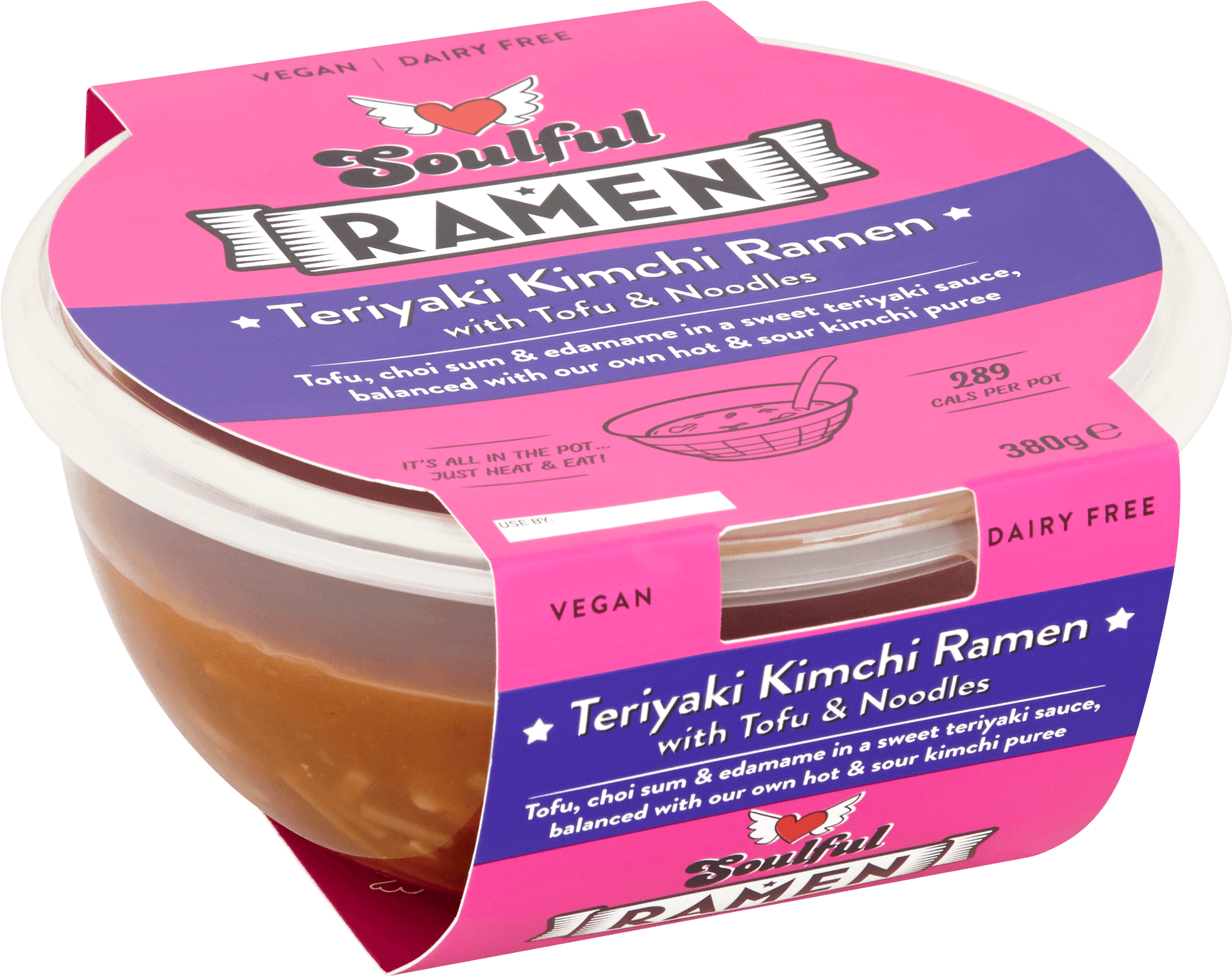 Vegan Teriyaki Kimchi Ramen Packaging PNG image