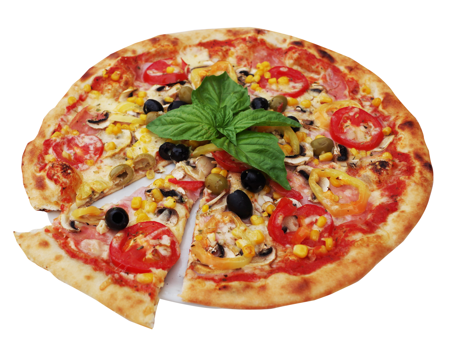 Vegetable Topped Pizza Slice Removed PNG image