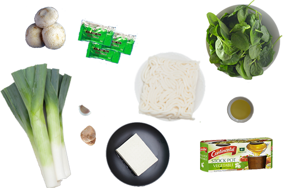 Vegetarian Ramen Ingredients Flatlay PNG image