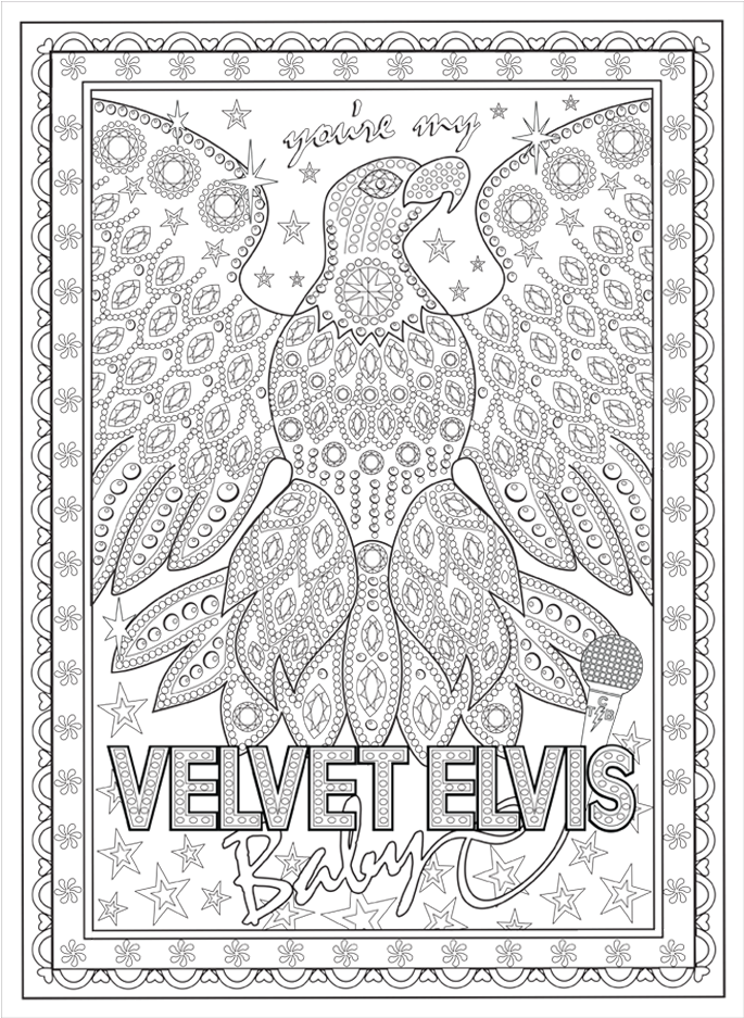 Velvet Elvis Coloring Page PNG image