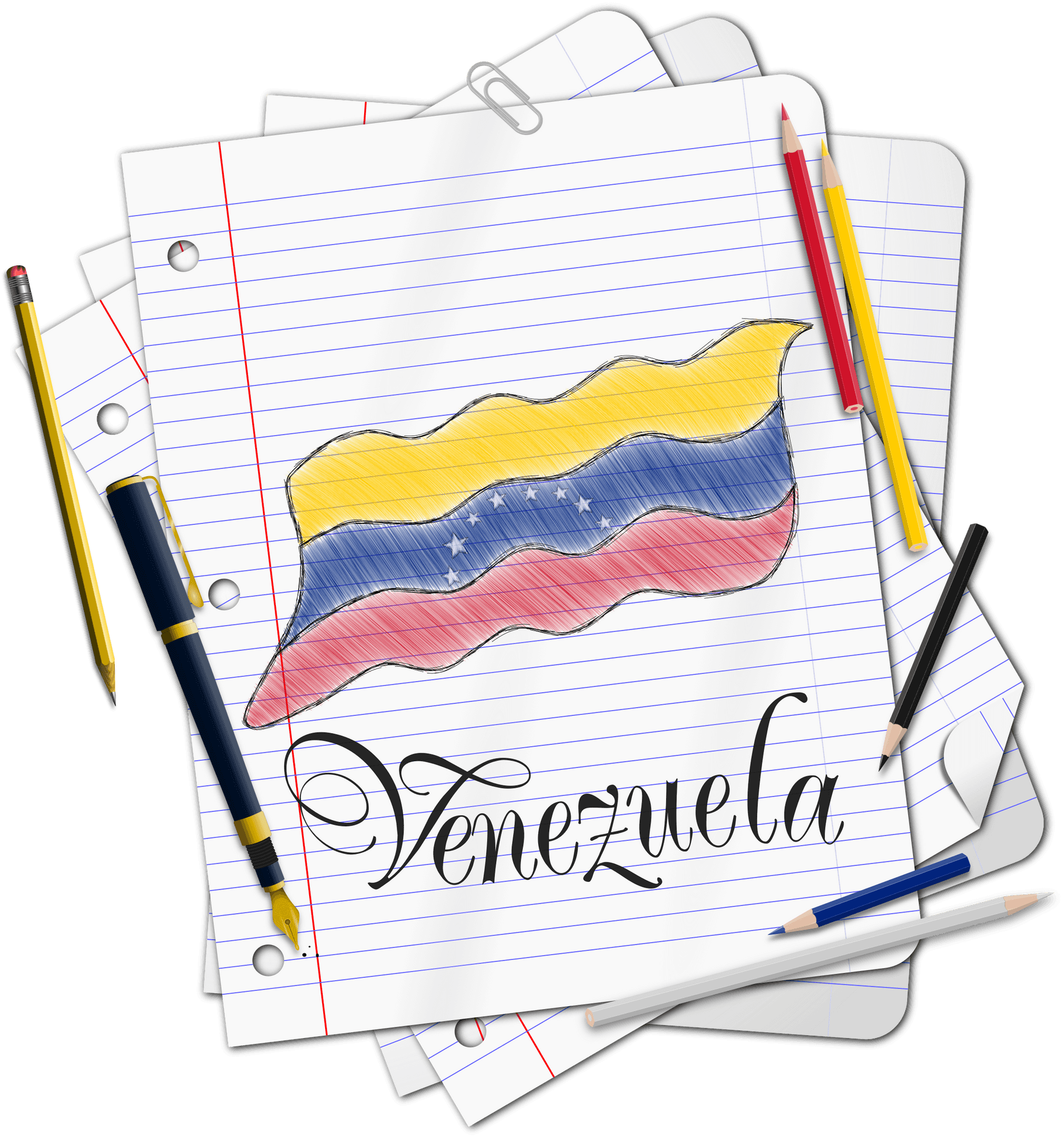 Venezuela Flag Drawingon Paper PNG image