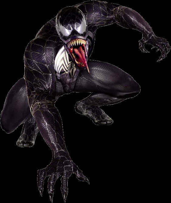 Venom_ Character_ Crouching_ Pose PNG image