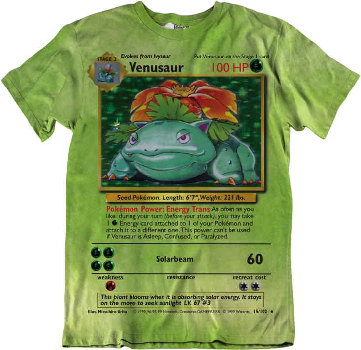 Venusaur Pokemon Card T Shirt Design PNG image