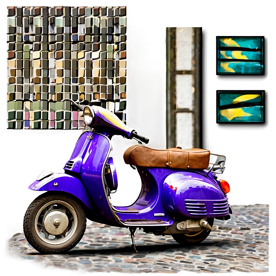 Vespa On Cobblestone Street Png Auk22 PNG image