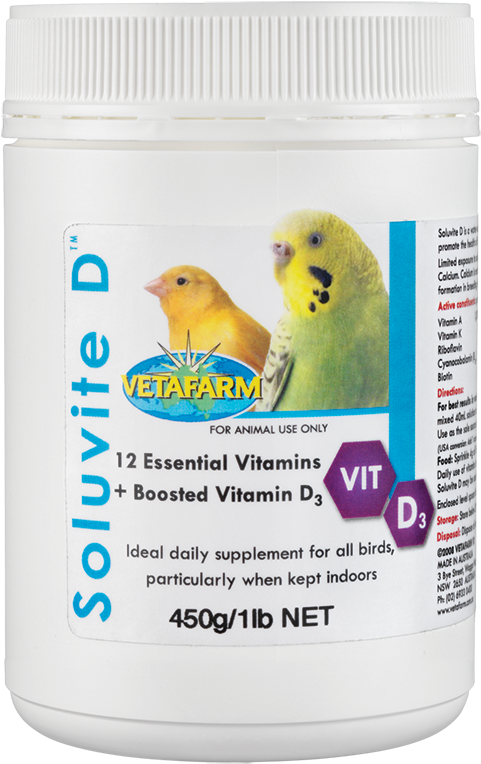 Vetafarm Soluvite D Vitamin Supplement Budgies PNG image