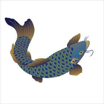 Vibrant Blue Arowana Fish Illustration PNG image