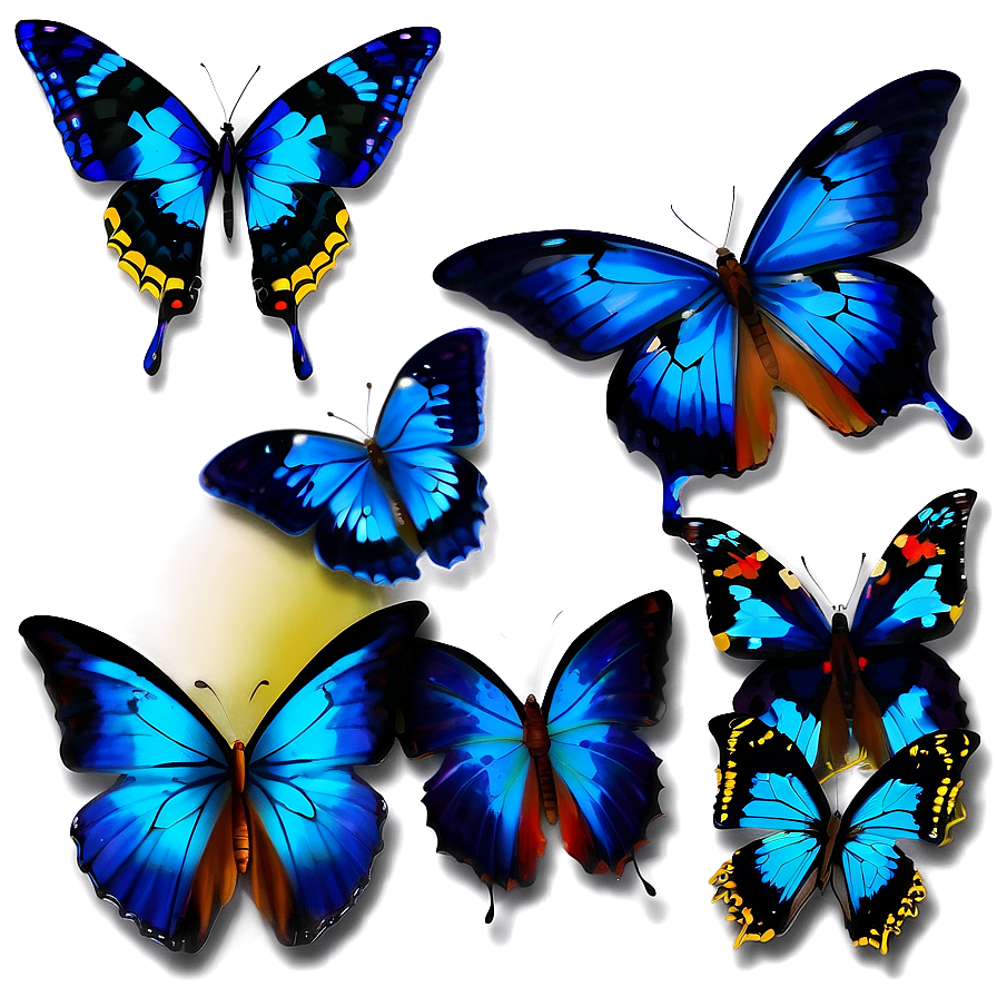 Vibrant Blue Butterflies Png 06132024 PNG image