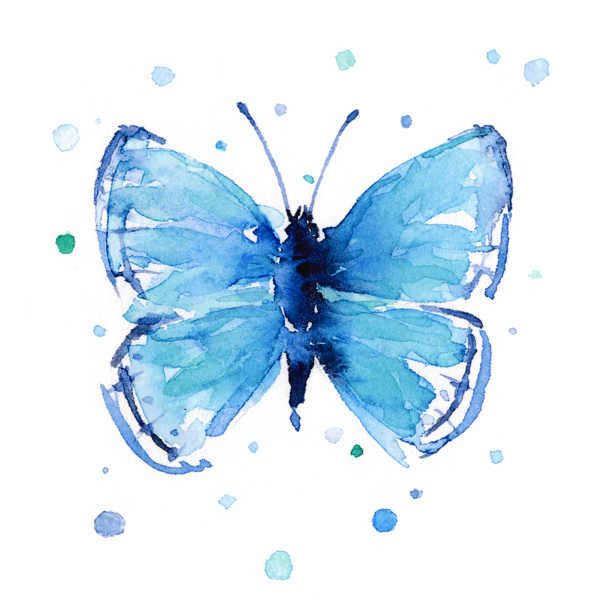 Vibrant Blue Butterfly Artwork PNG image