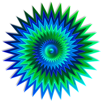 Vibrant Blue Green Starburst Pattern PNG image