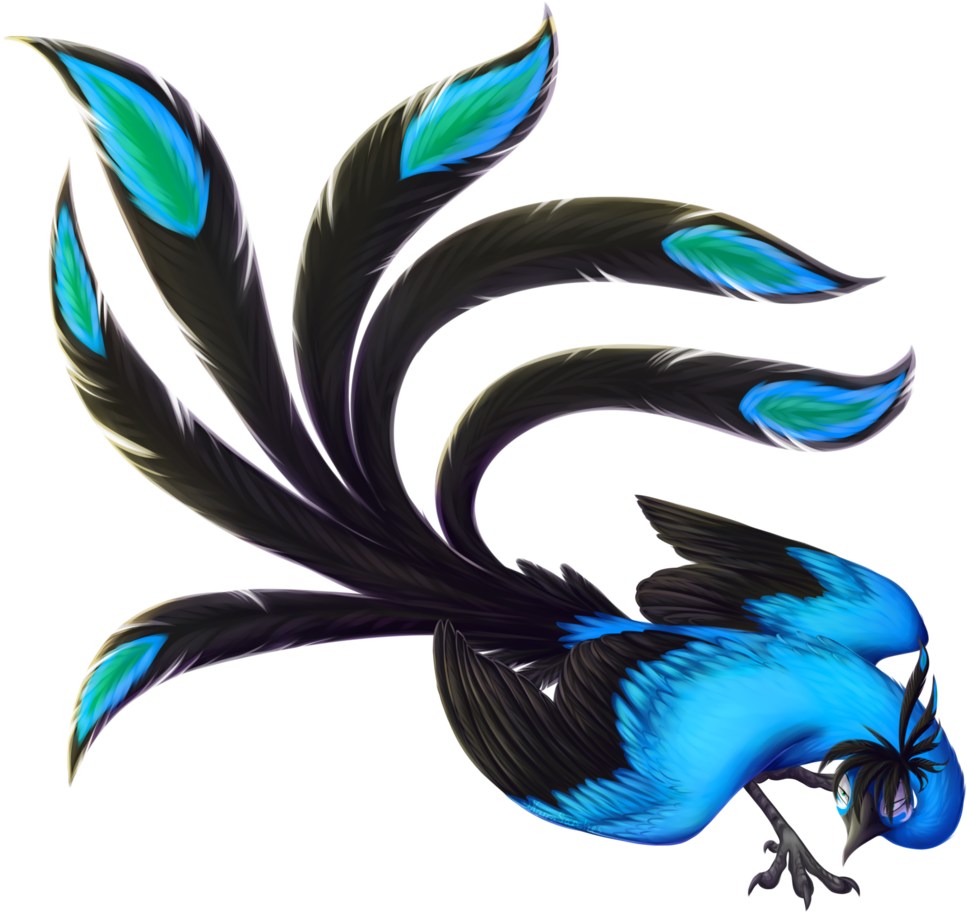 Vibrant Blue Phoenix Art PNG image