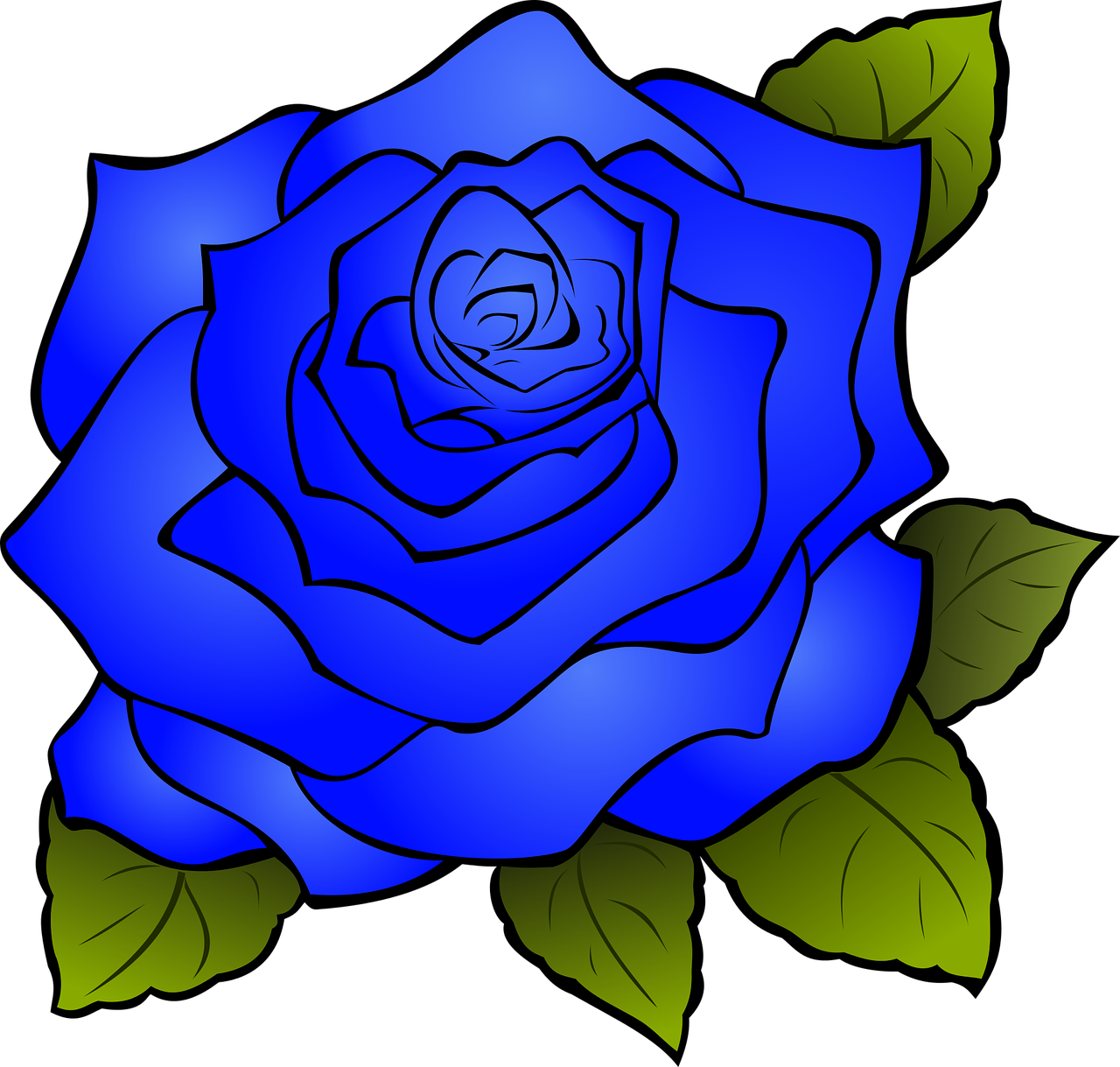 Vibrant Blue Rose Illustration PNG image