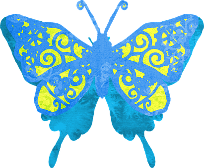 Vibrant_ Blue_ Watercolor_ Butterfly PNG image