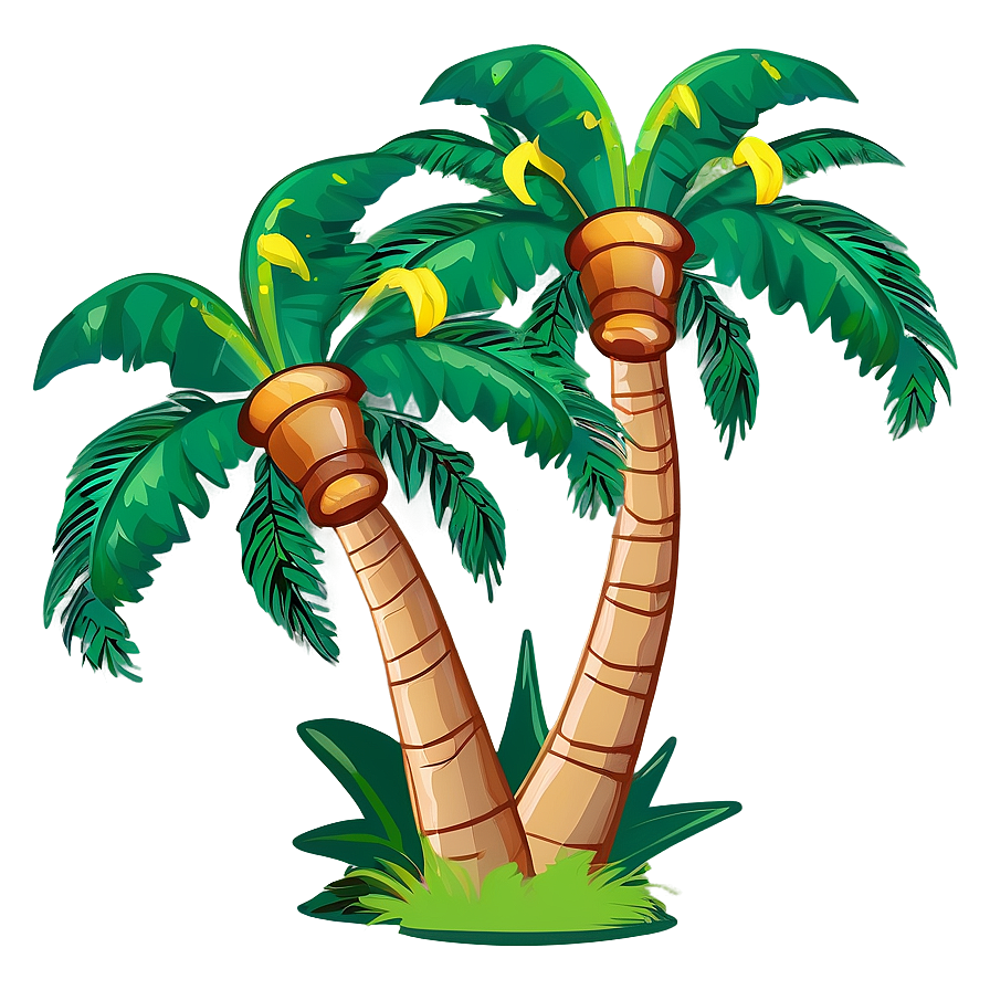 Vibrant Cartoon Palm Tree Design Png 06212024 PNG image