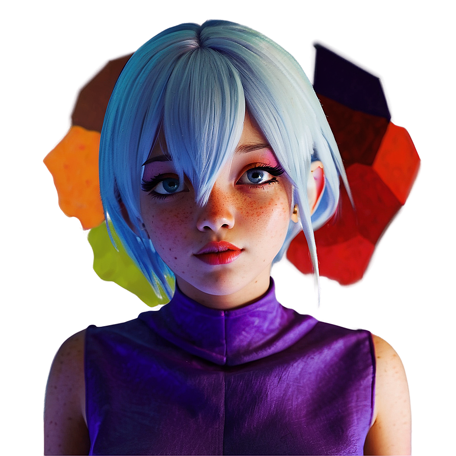 Vibrant Colored Anime Head Png Ohi16 PNG image