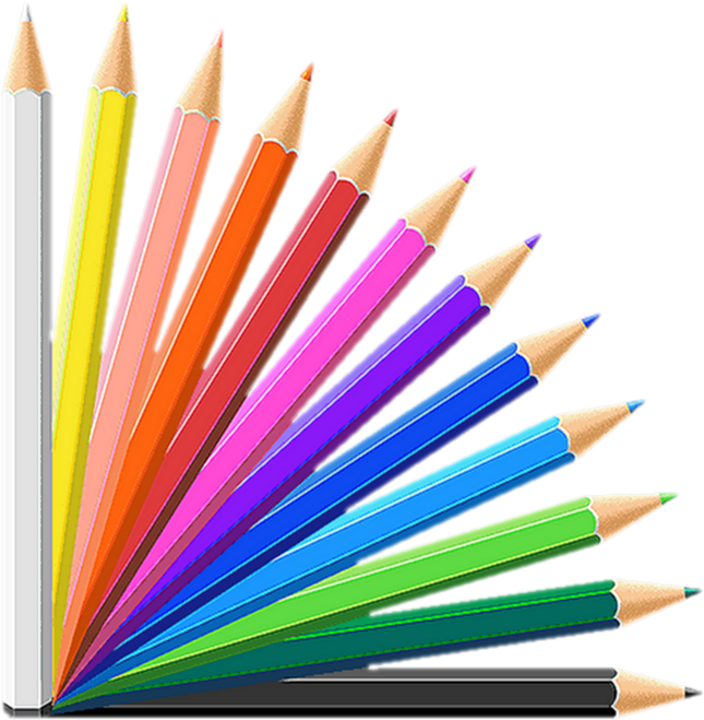 Vibrant Colored Pencils Fanned Out PNG image