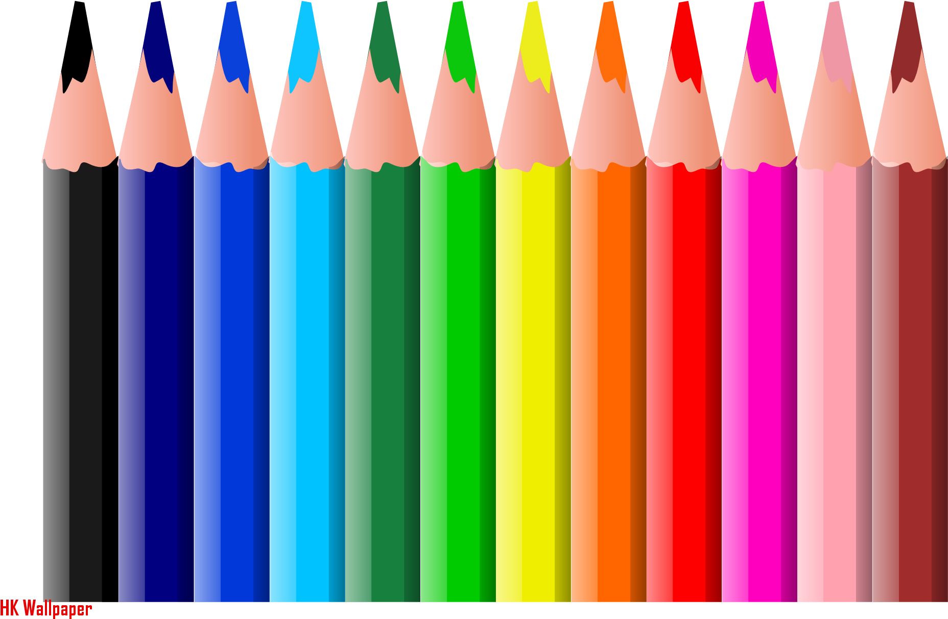 Vibrant Colored Pencils Row PNG image