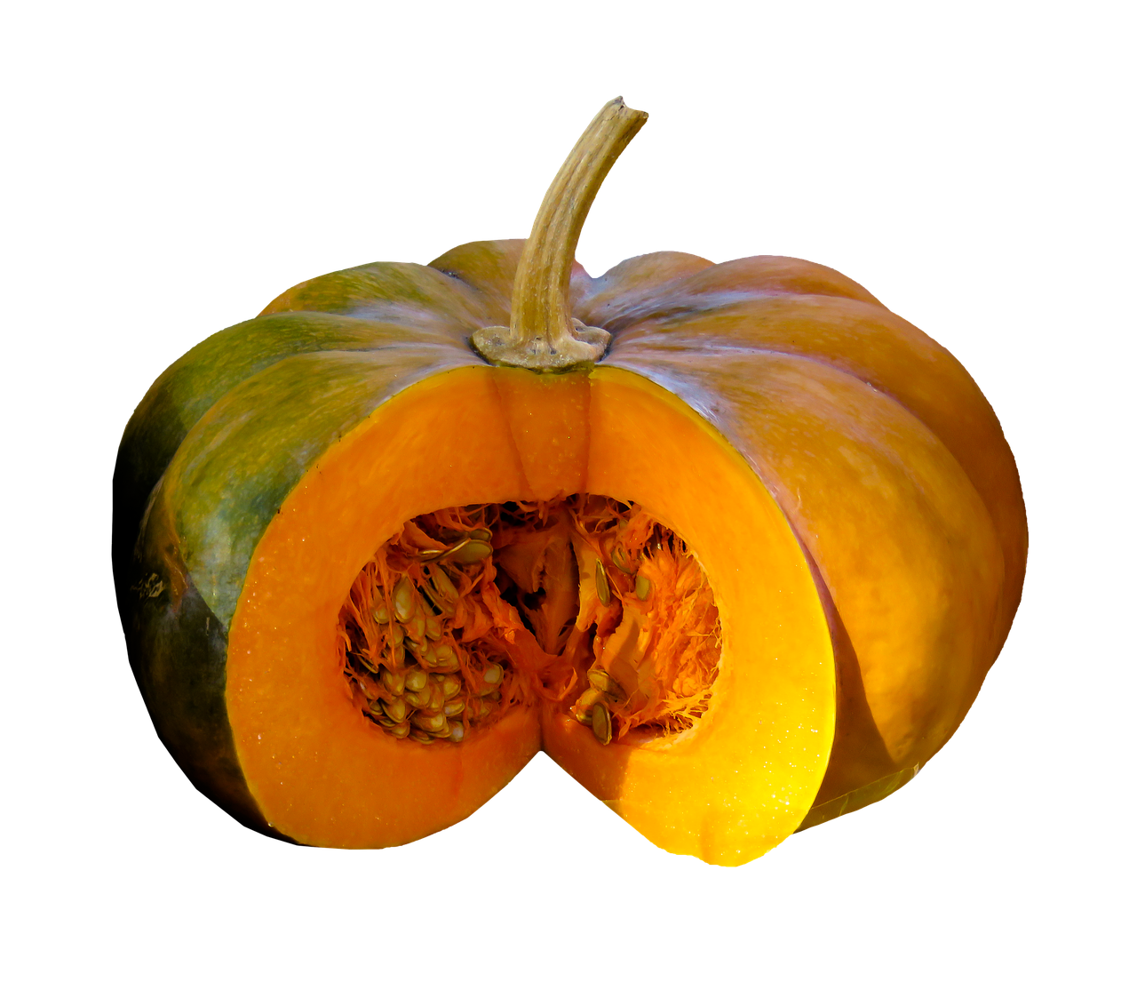 Vibrant Cut Open Pumpkin PNG image