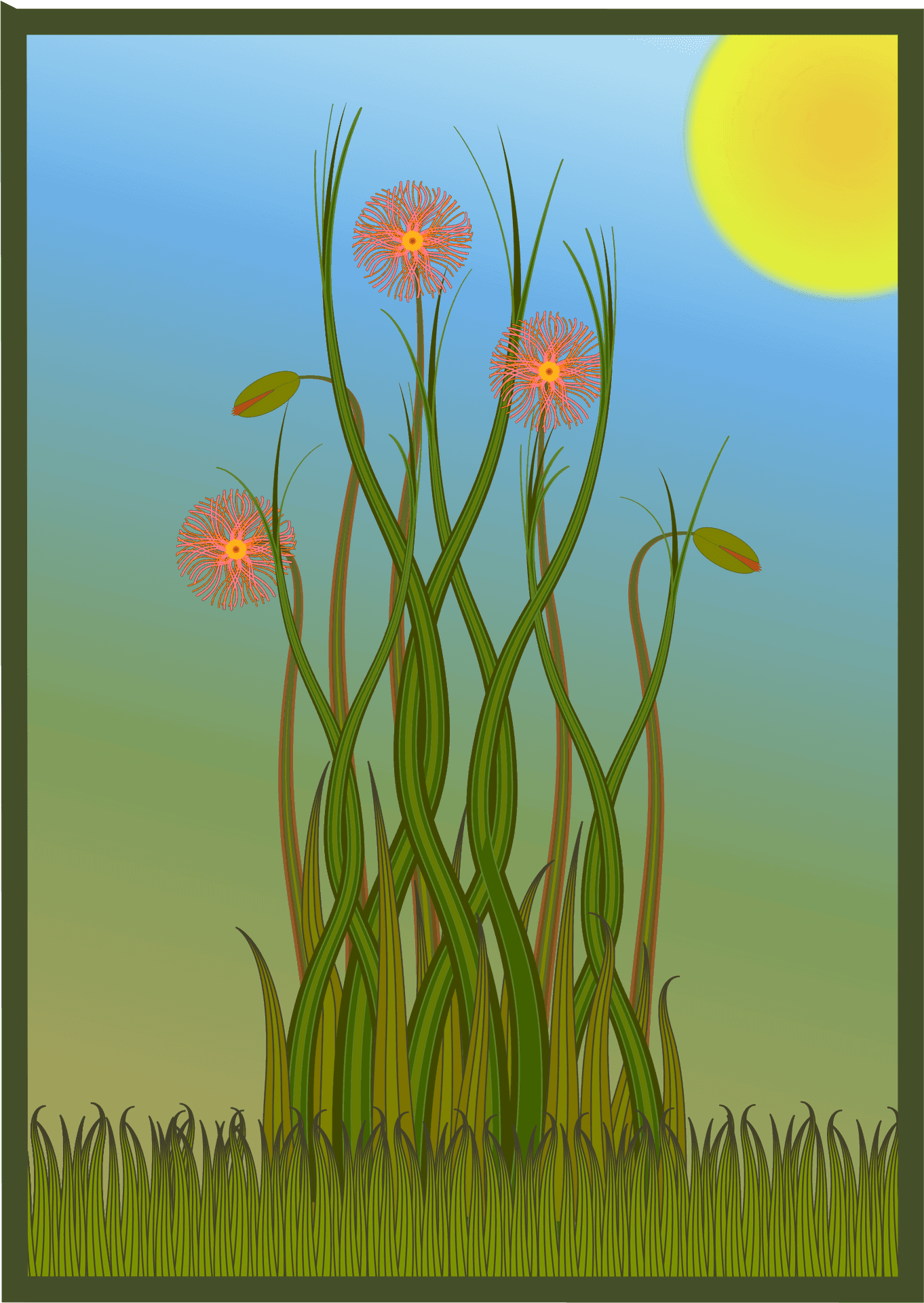 Vibrant Dandelion Sunrise PNG image