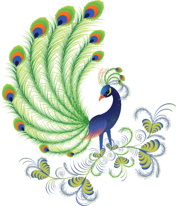 Vibrant Digital Peacock Art PNG image