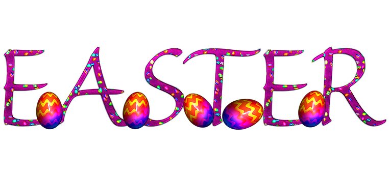 Vibrant Easter Textand Eggs PNG image